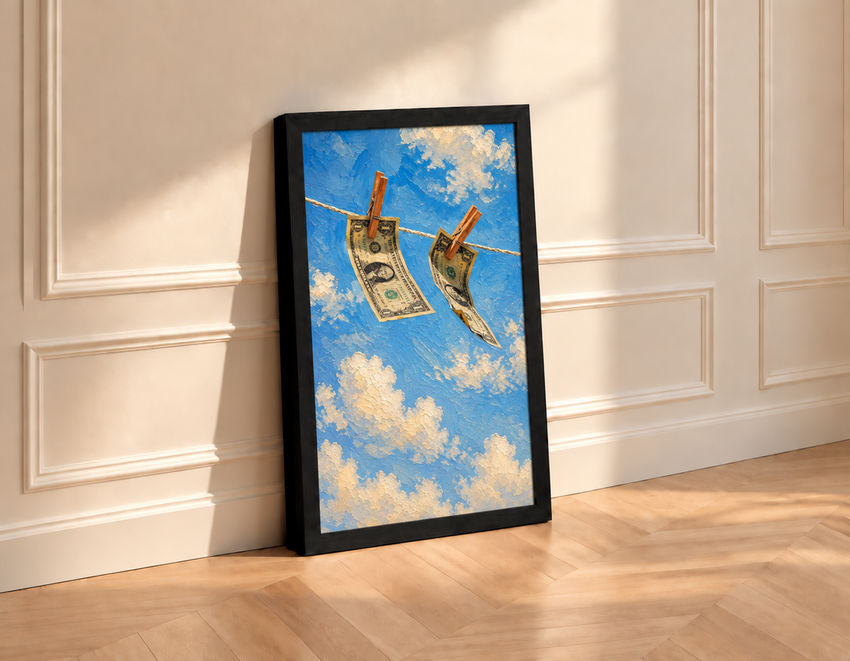 Aritú Premium Framed Poster "Drying Dollars"